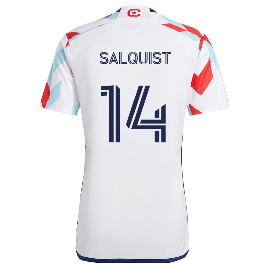 Kids Football Tobias Salquist #14 White Red Blue Away Jersey 2024/25 T-Shirt Uk