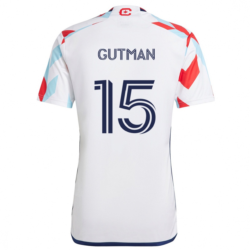 Kids Football Andrew Gutman #15 White Red Blue Away Jersey 2024/25 T-Shirt Uk