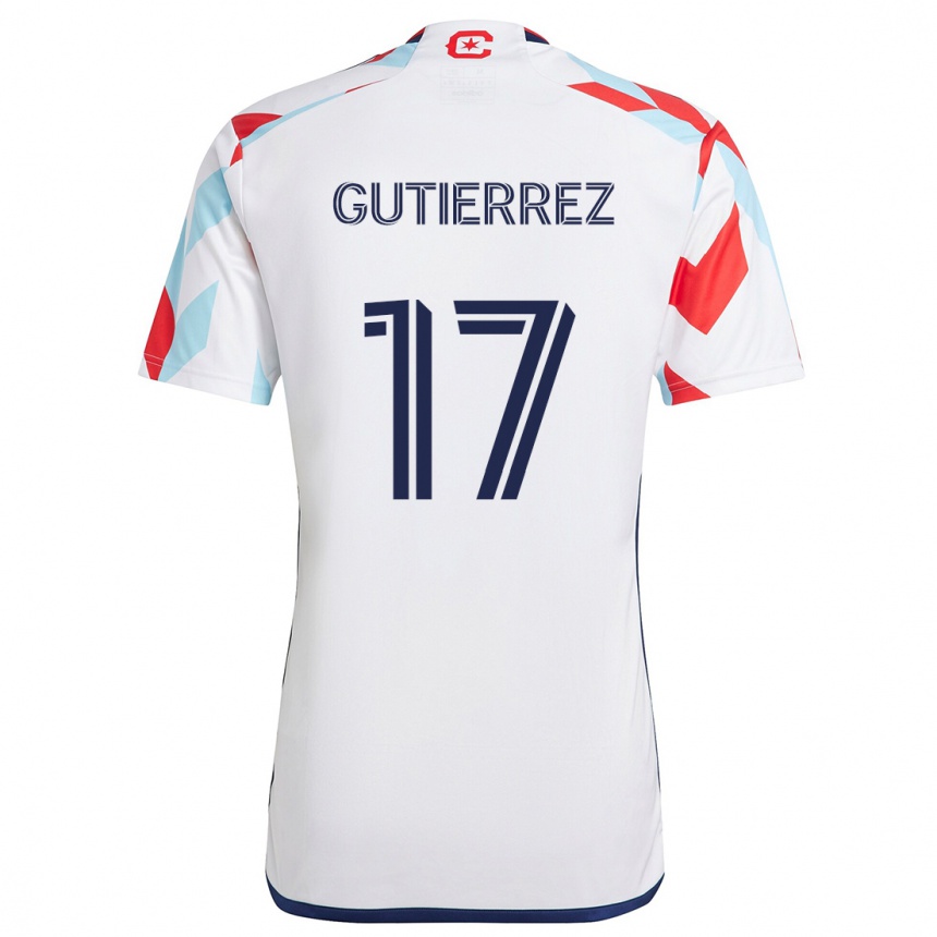 Kids Football Brian Gutiérrez #17 White Red Blue Away Jersey 2024/25 T-Shirt Uk