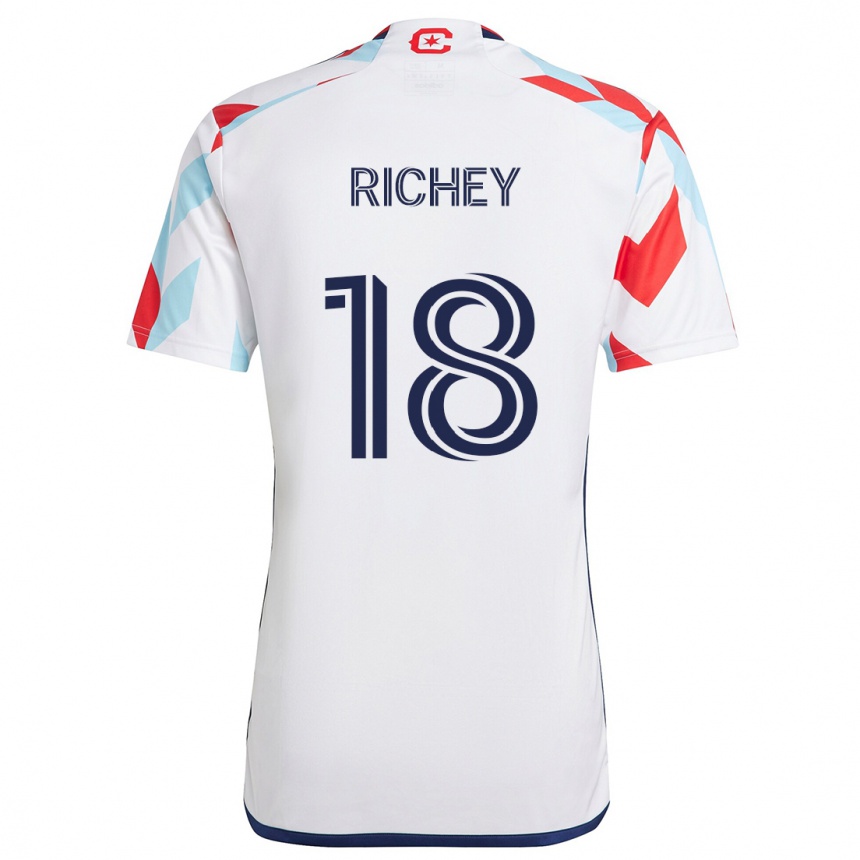 Kids Football Spencer Richey #18 White Red Blue Away Jersey 2024/25 T-Shirt Uk