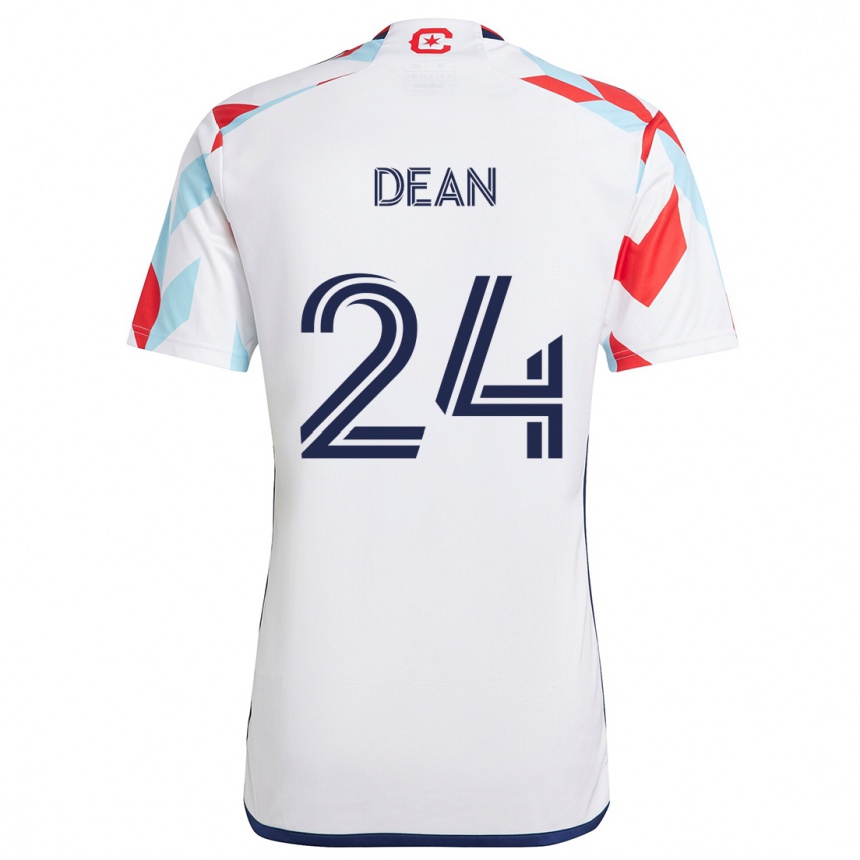 Kids Football Jonathan Dean #24 White Red Blue Away Jersey 2024/25 T-Shirt Uk