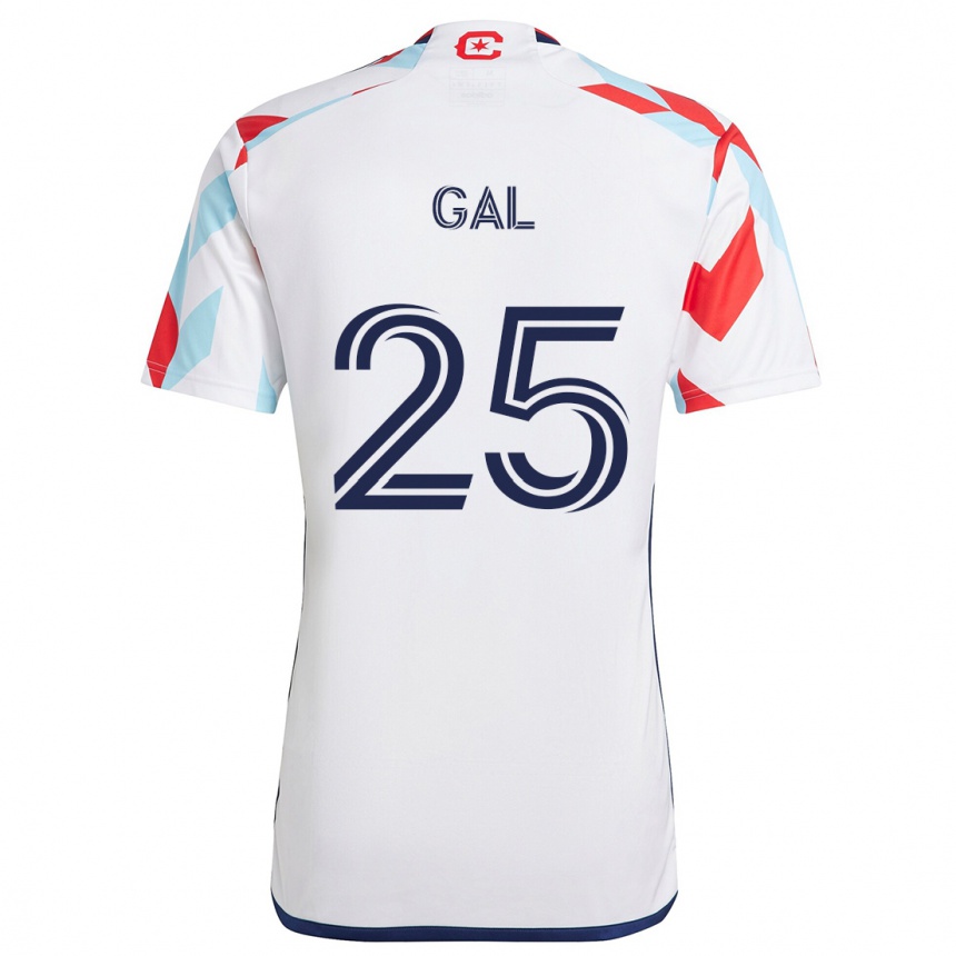 Kids Football Jeff Gal #25 White Red Blue Away Jersey 2024/25 T-Shirt Uk