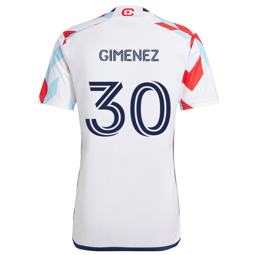 Kids Football Gastón Giménez #30 White Red Blue Away Jersey 2024/25 T-Shirt Uk