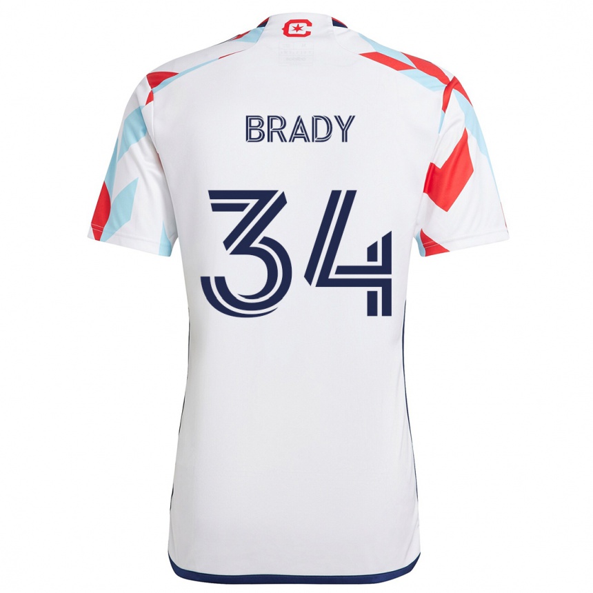 Kids Football Chris Brady #34 White Red Blue Away Jersey 2024/25 T-Shirt Uk