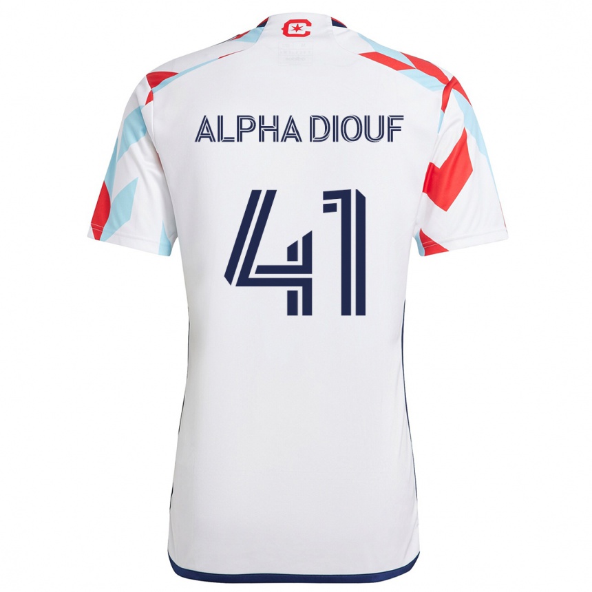 Kids Football Jean Alpha Diouf #41 White Red Blue Away Jersey 2024/25 T-Shirt Uk