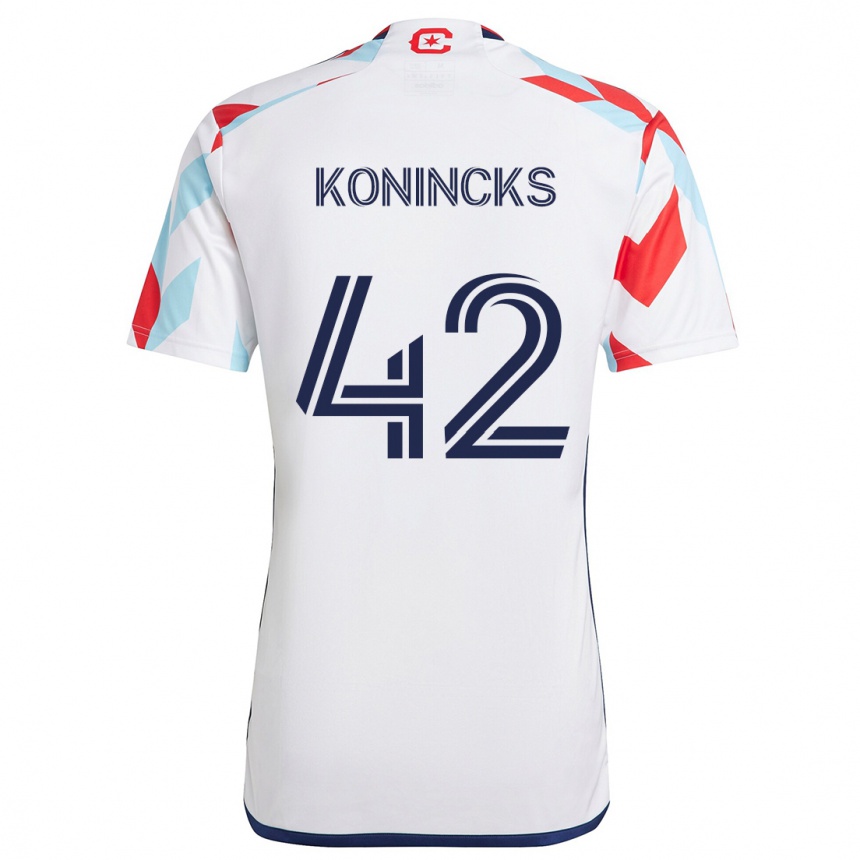 Kids Football Diego Konincks #42 White Red Blue Away Jersey 2024/25 T-Shirt Uk