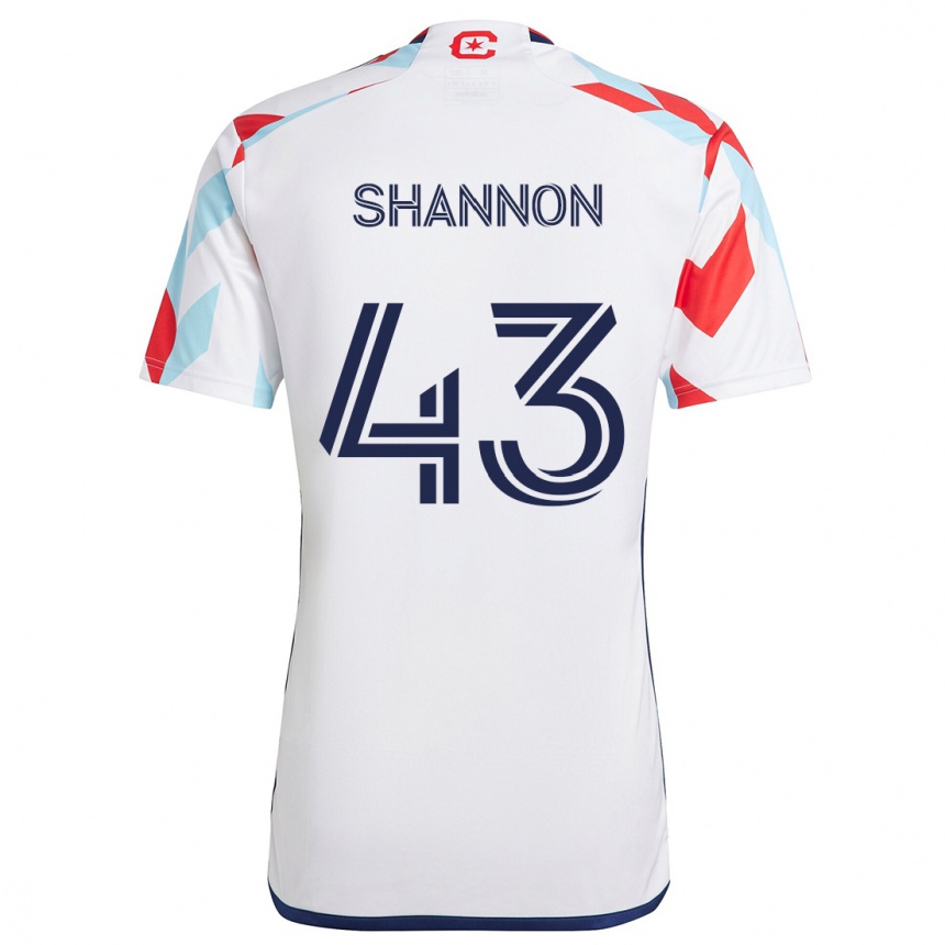 Kids Football Jaylen Shannon #43 White Red Blue Away Jersey 2024/25 T-Shirt Uk