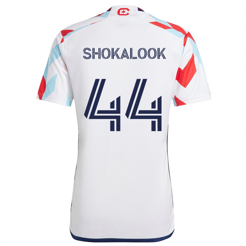 Kids Football Jason Shokalook #44 White Red Blue Away Jersey 2024/25 T-Shirt Uk