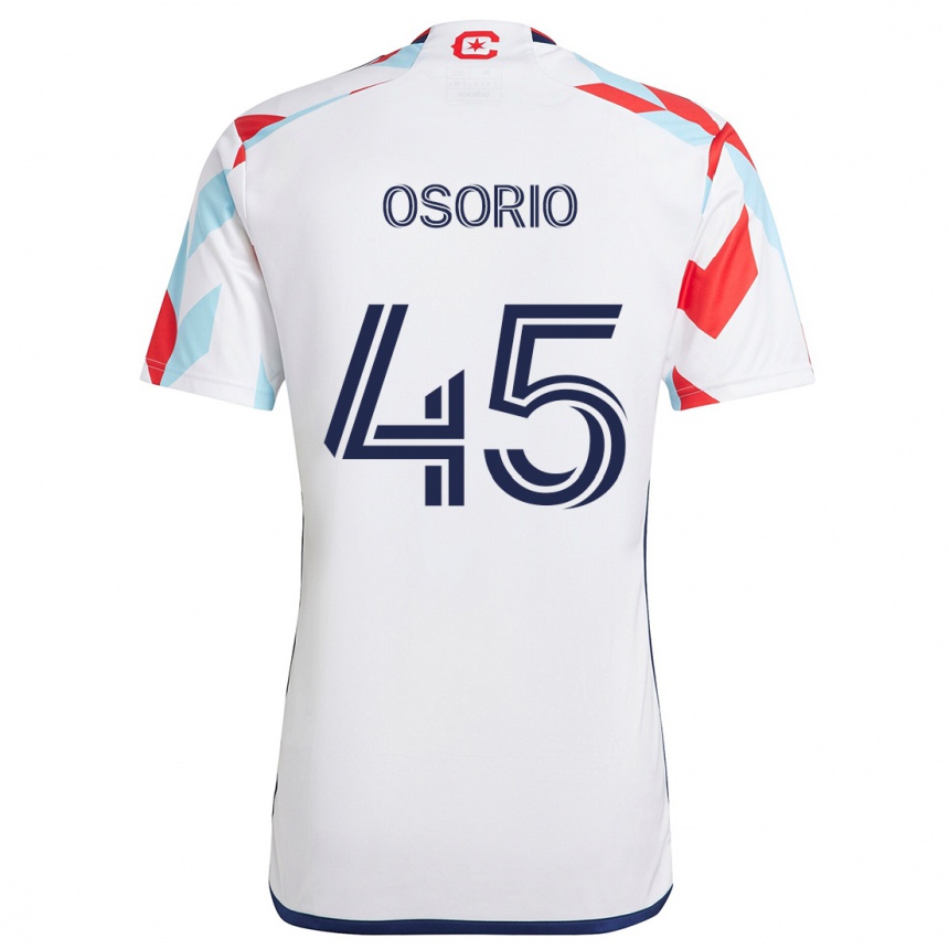 Kids Football Harold Osorio #45 White Red Blue Away Jersey 2024/25 T-Shirt Uk