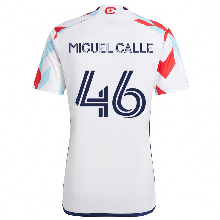 Kids Football Juan Miguel Calle #46 White Red Blue Away Jersey 2024/25 T-Shirt Uk