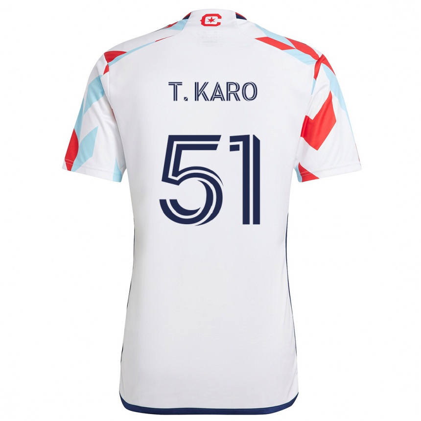 Kids Football David Tchétchao Karo #51 White Red Blue Away Jersey 2024/25 T-Shirt Uk