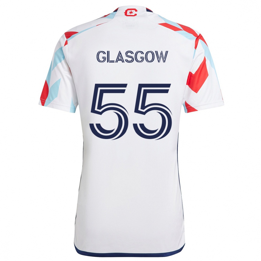 Kids Football Omari Glasgow #55 White Red Blue Away Jersey 2024/25 T-Shirt Uk