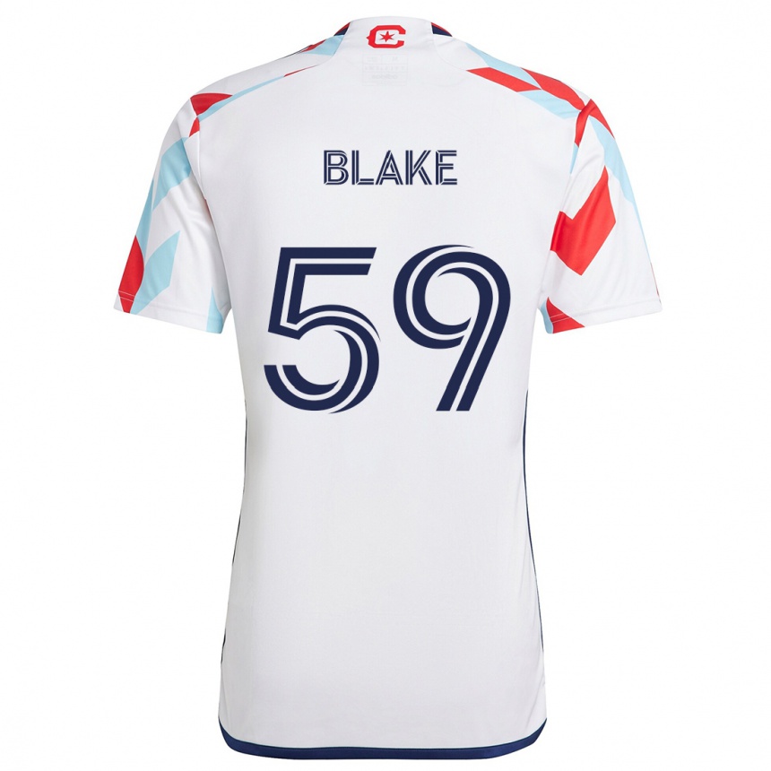 Kids Football Romain Blake #59 White Red Blue Away Jersey 2024/25 T-Shirt Uk