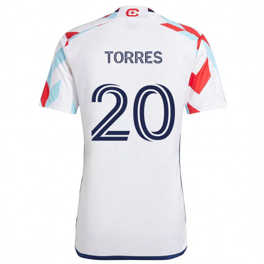 Kids Football Jairo Torres #20 White Red Blue Away Jersey 2024/25 T-Shirt Uk