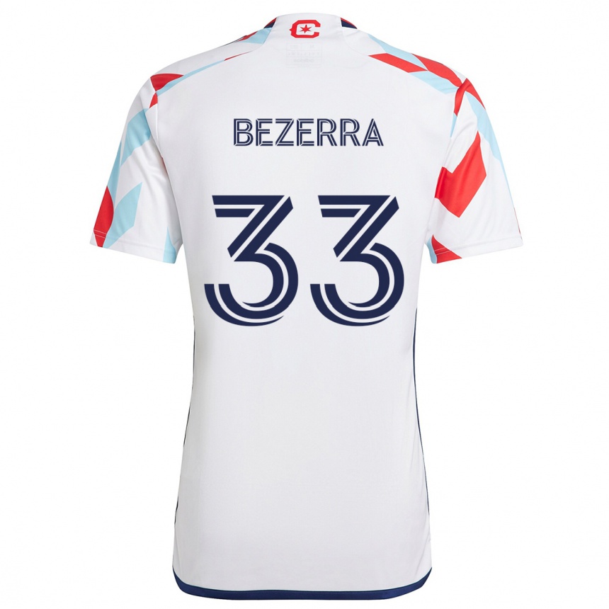 Kids Football Victor Bezerra #33 White Red Blue Away Jersey 2024/25 T-Shirt Uk