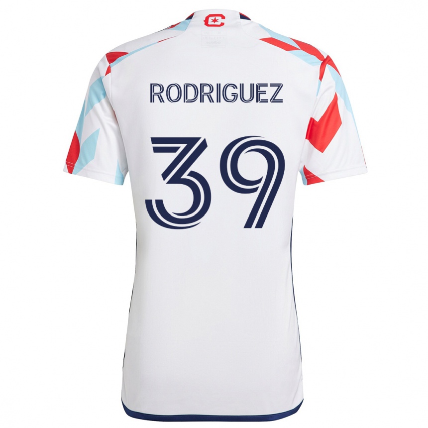 Kids Football Allan Rodriguez #39 White Red Blue Away Jersey 2024/25 T-Shirt Uk