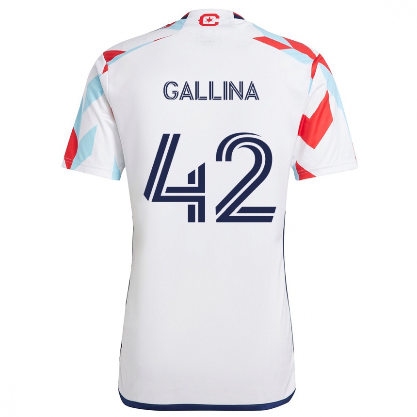 Kids Football Henrique Gallina #42 White Red Blue Away Jersey 2024/25 T-Shirt Uk