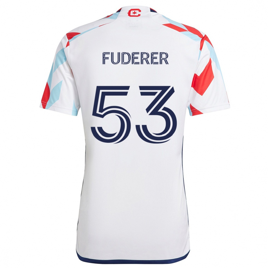 Kids Football Jake Fuderer #53 White Red Blue Away Jersey 2024/25 T-Shirt Uk