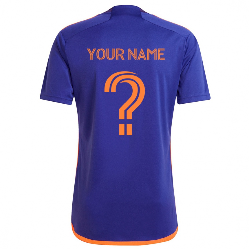 Kids Football Your Name #0 Purple Orange Away Jersey 2024/25 T-Shirt Uk