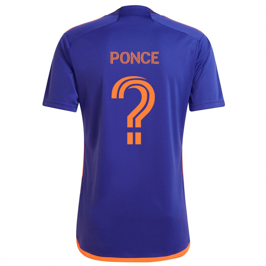 Kids Football Ezequiel Ponce #0 Purple Orange Away Jersey 2024/25 T-Shirt Uk