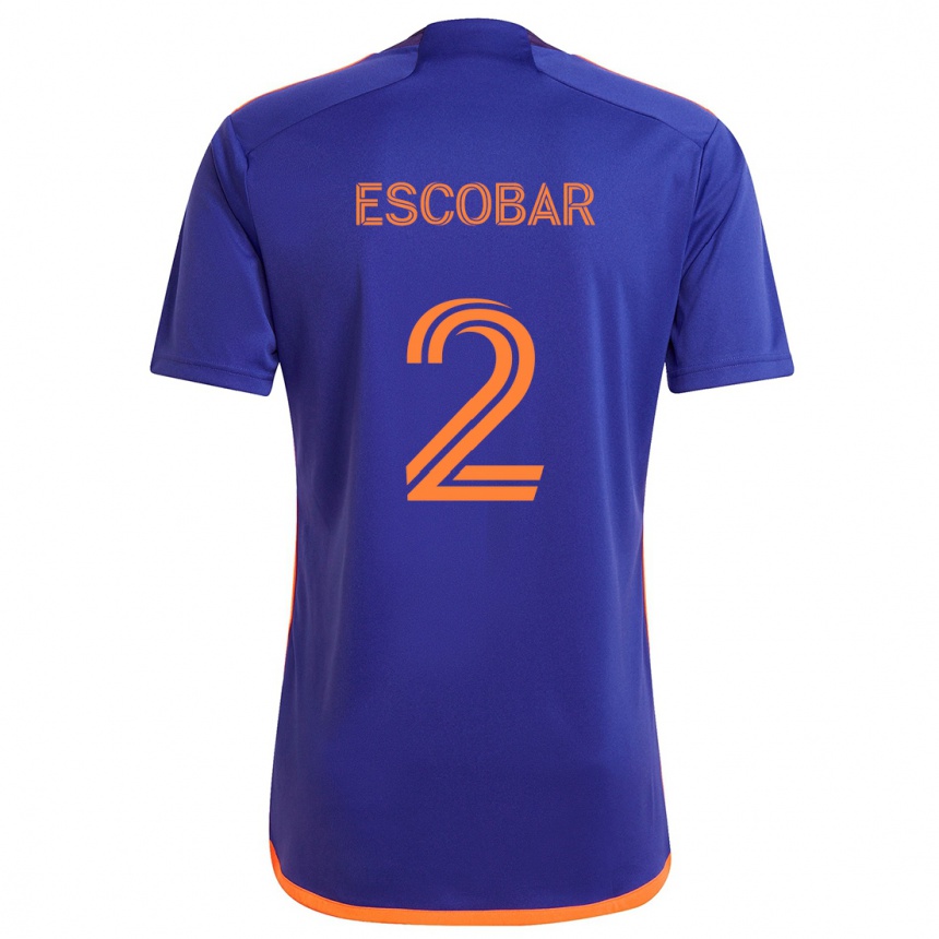 Kids Football Franco Escobar #2 Purple Orange Away Jersey 2024/25 T-Shirt Uk