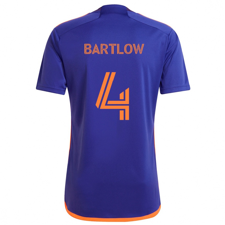 Kids Football Ethan Bartlow #4 Purple Orange Away Jersey 2024/25 T-Shirt Uk