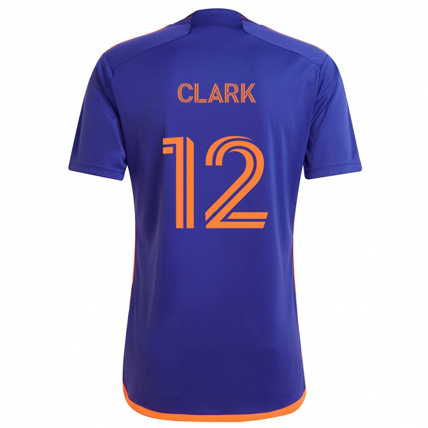 Kids Football Steve Clark #12 Purple Orange Away Jersey 2024/25 T-Shirt Uk