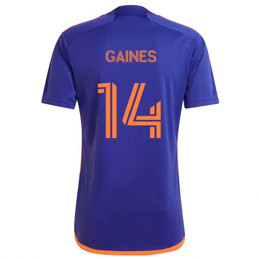 Kids Football Mckinze Gaines #14 Purple Orange Away Jersey 2024/25 T-Shirt Uk