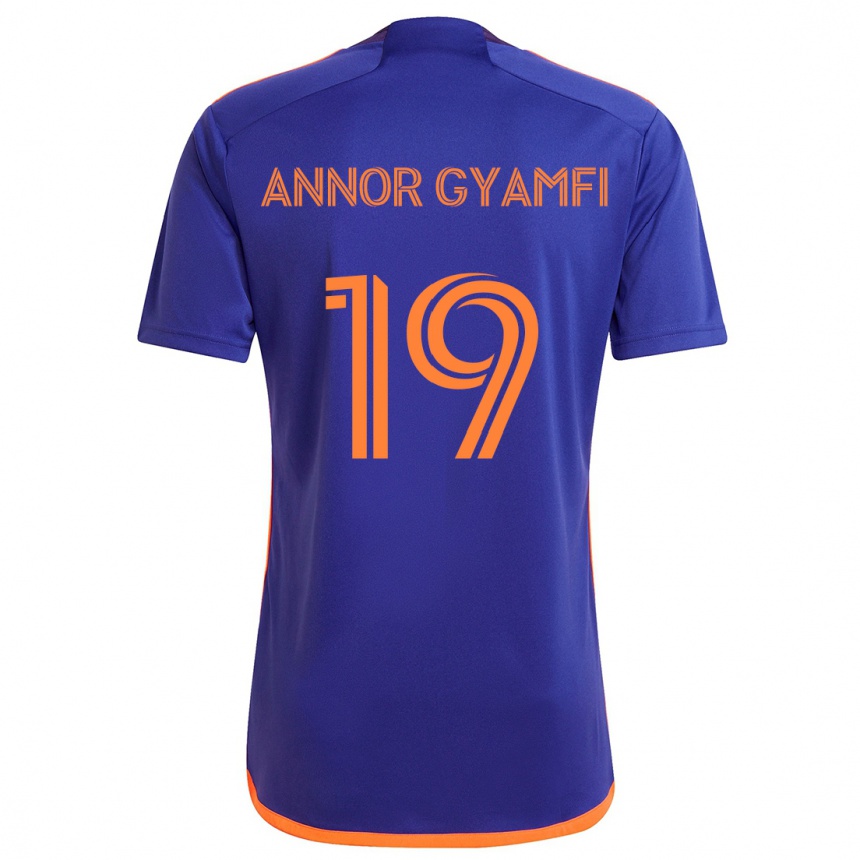 Kids Football Stephen Annor Gyamfi #19 Purple Orange Away Jersey 2024/25 T-Shirt Uk