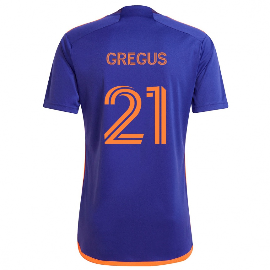 Kids Football Ján Gregus #21 Purple Orange Away Jersey 2024/25 T-Shirt Uk