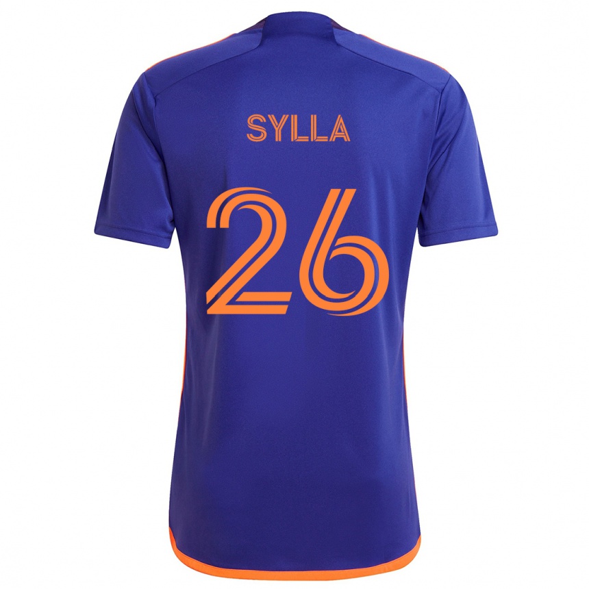 Kids Football Ousmane Sylla #26 Purple Orange Away Jersey 2024/25 T-Shirt Uk