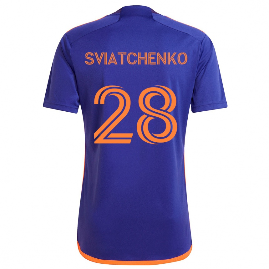 Kids Football Erik Sviatchenko #28 Purple Orange Away Jersey 2024/25 T-Shirt Uk