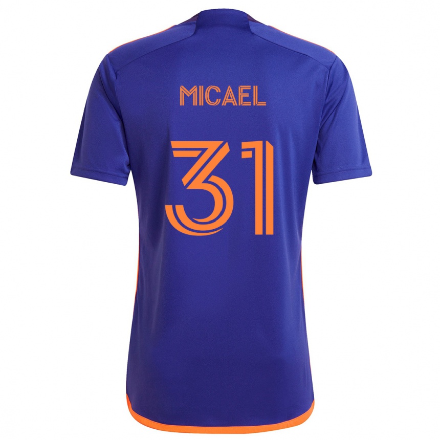 Kids Football Micael #31 Purple Orange Away Jersey 2024/25 T-Shirt Uk