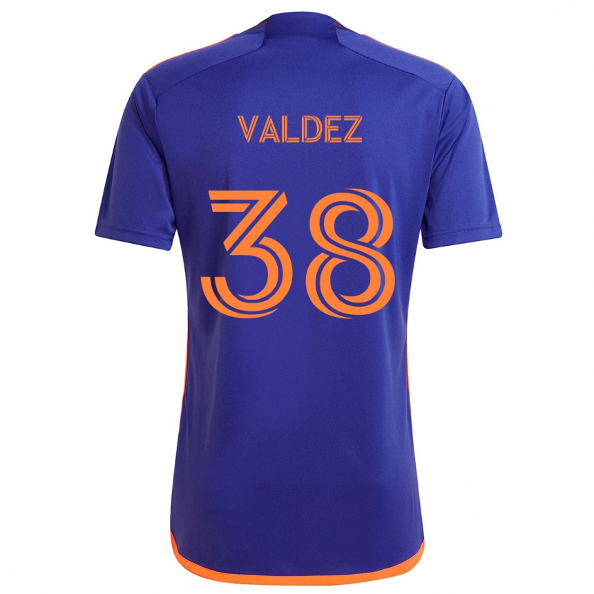 Kids Football Xavier Valdez #38 Purple Orange Away Jersey 2024/25 T-Shirt Uk