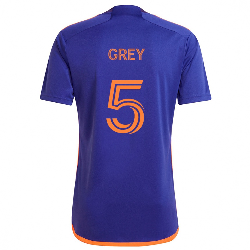 Kids Football Omar Grey #5 Purple Orange Away Jersey 2024/25 T-Shirt Uk