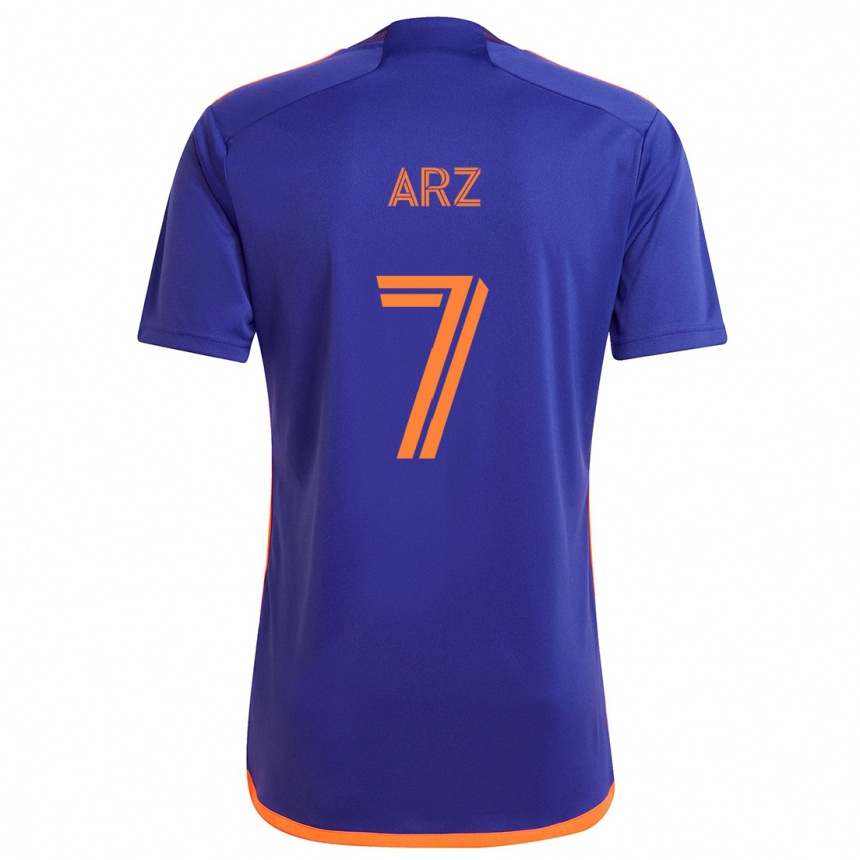 Kids Football Exon Arzú #7 Purple Orange Away Jersey 2024/25 T-Shirt Uk