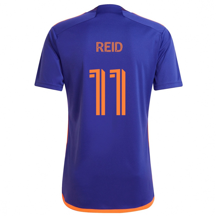 Kids Football Isaiah Reid #11 Purple Orange Away Jersey 2024/25 T-Shirt Uk