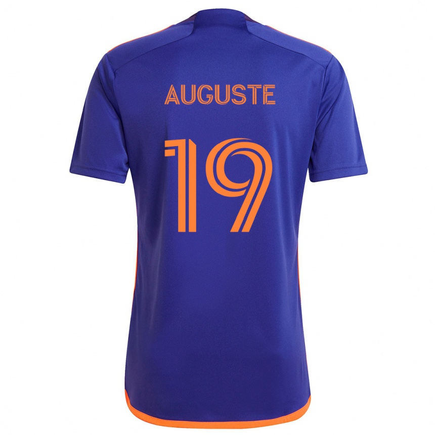 Kids Football Charles Auguste #19 Purple Orange Away Jersey 2024/25 T-Shirt Uk