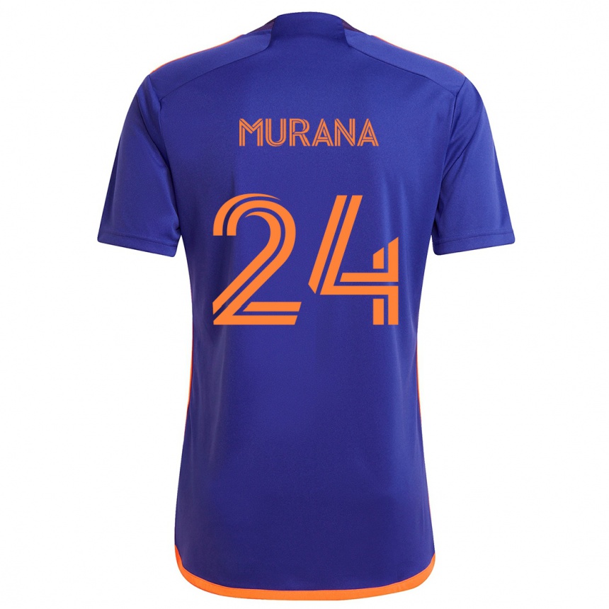 Kids Football Mujeeb Murana #24 Purple Orange Away Jersey 2024/25 T-Shirt Uk