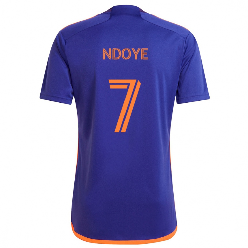 Kids Football Papa Ndoye #7 Purple Orange Away Jersey 2024/25 T-Shirt Uk