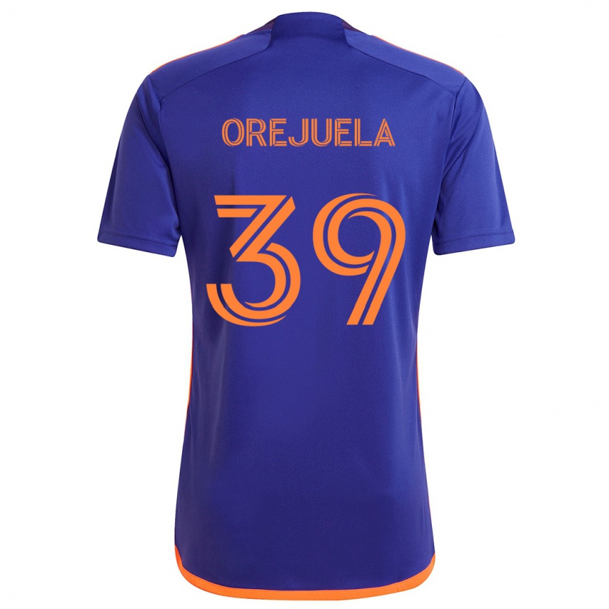 Kids Football Jesus Orejuela #39 Purple Orange Away Jersey 2024/25 T-Shirt Uk