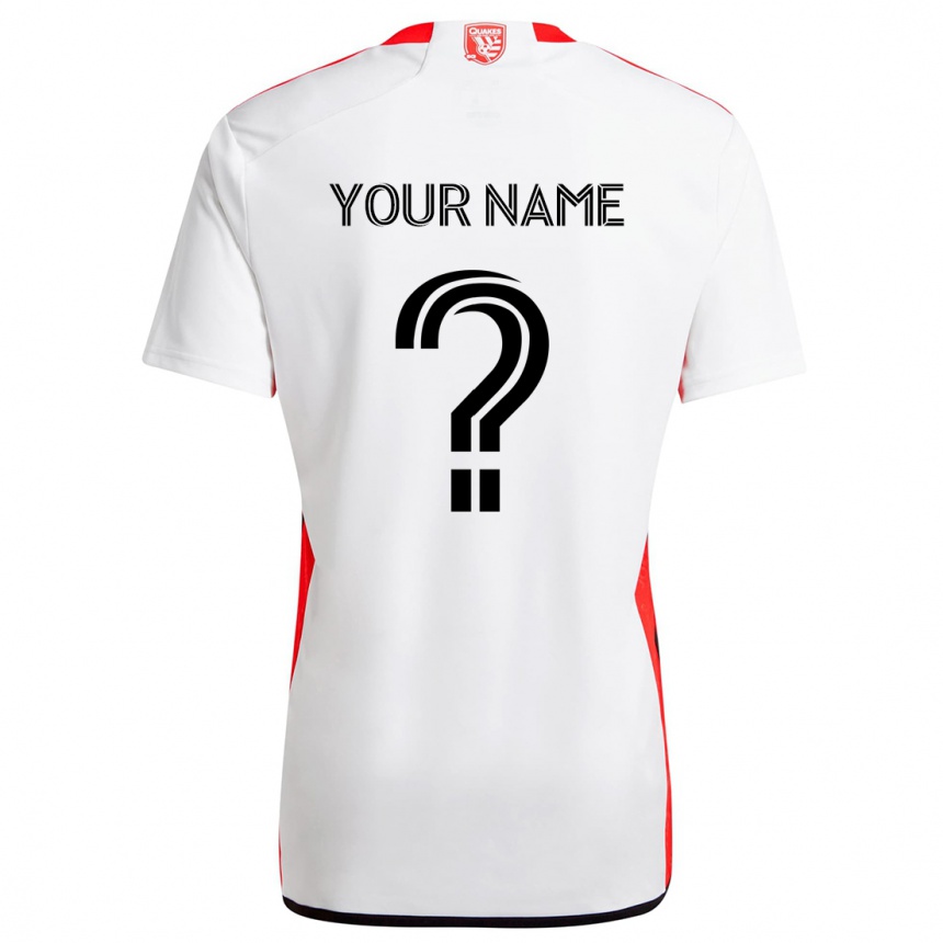 Kids Football Your Name #0 White Red Away Jersey 2024/25 T-Shirt Uk