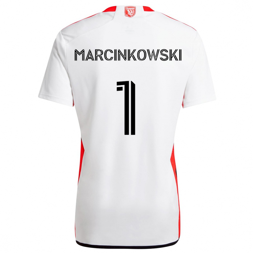 Kids Football Jt Marcinkowski #1 White Red Away Jersey 2024/25 T-Shirt Uk