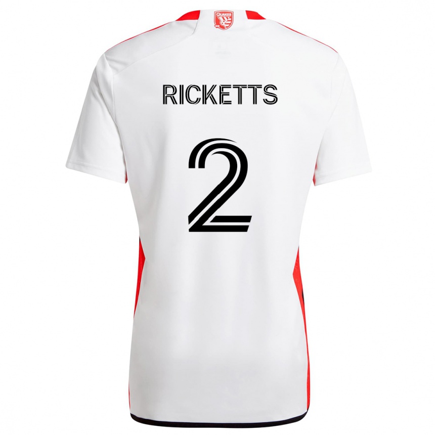 Kids Football Jamar Ricketts #2 White Red Away Jersey 2024/25 T-Shirt Uk