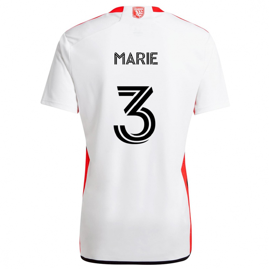 Kids Football Paul Marie #3 White Red Away Jersey 2024/25 T-Shirt Uk