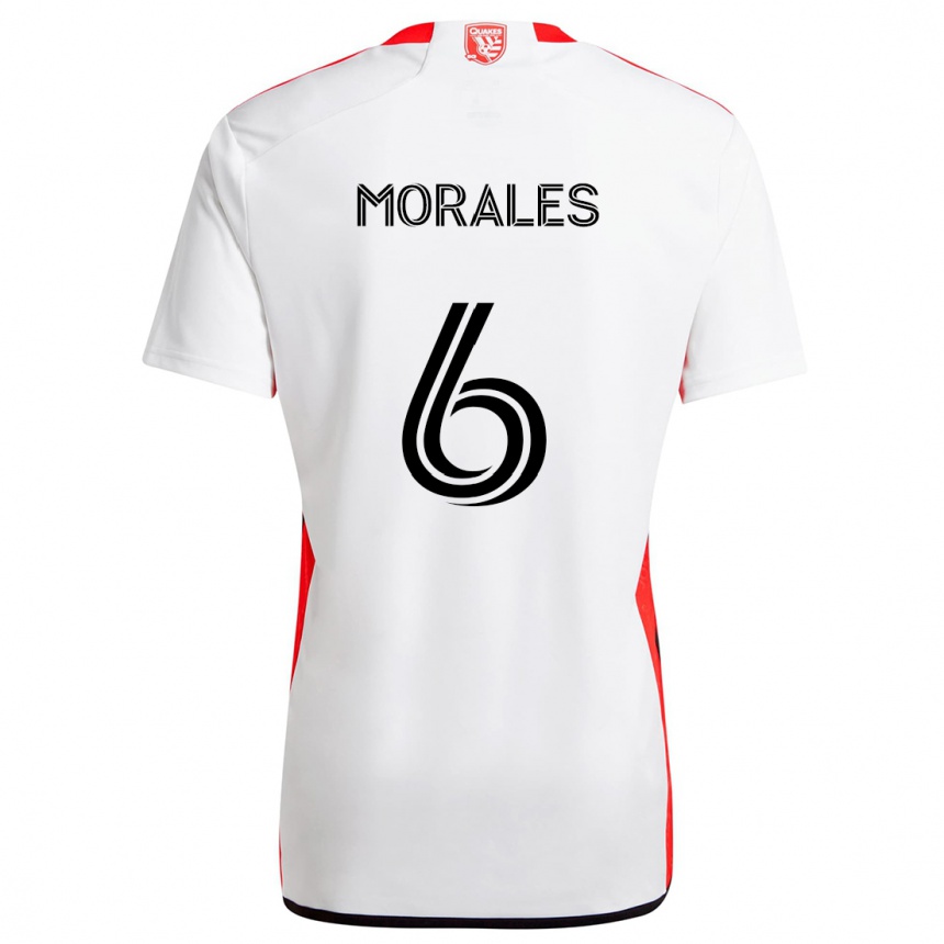 Kids Football Alfredo Morales #6 White Red Away Jersey 2024/25 T-Shirt Uk