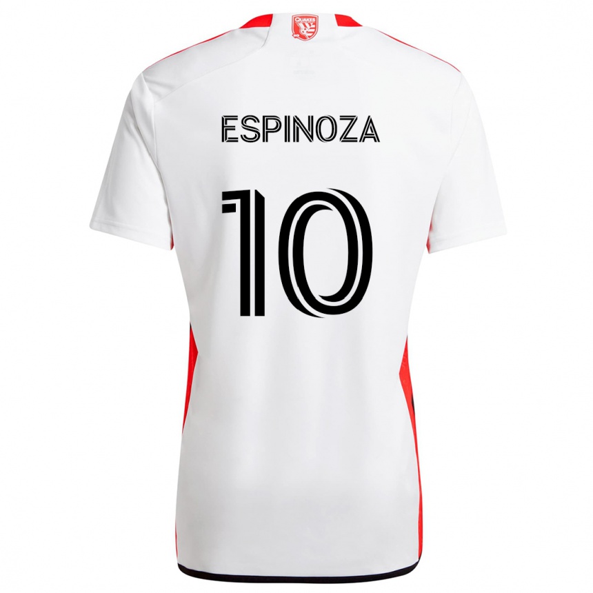 Kids Football Cristian Espinoza #10 White Red Away Jersey 2024/25 T-Shirt Uk