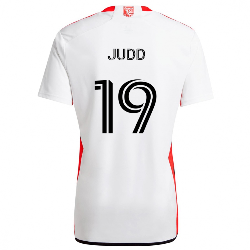 Kids Football Preston Judd #19 White Red Away Jersey 2024/25 T-Shirt Uk