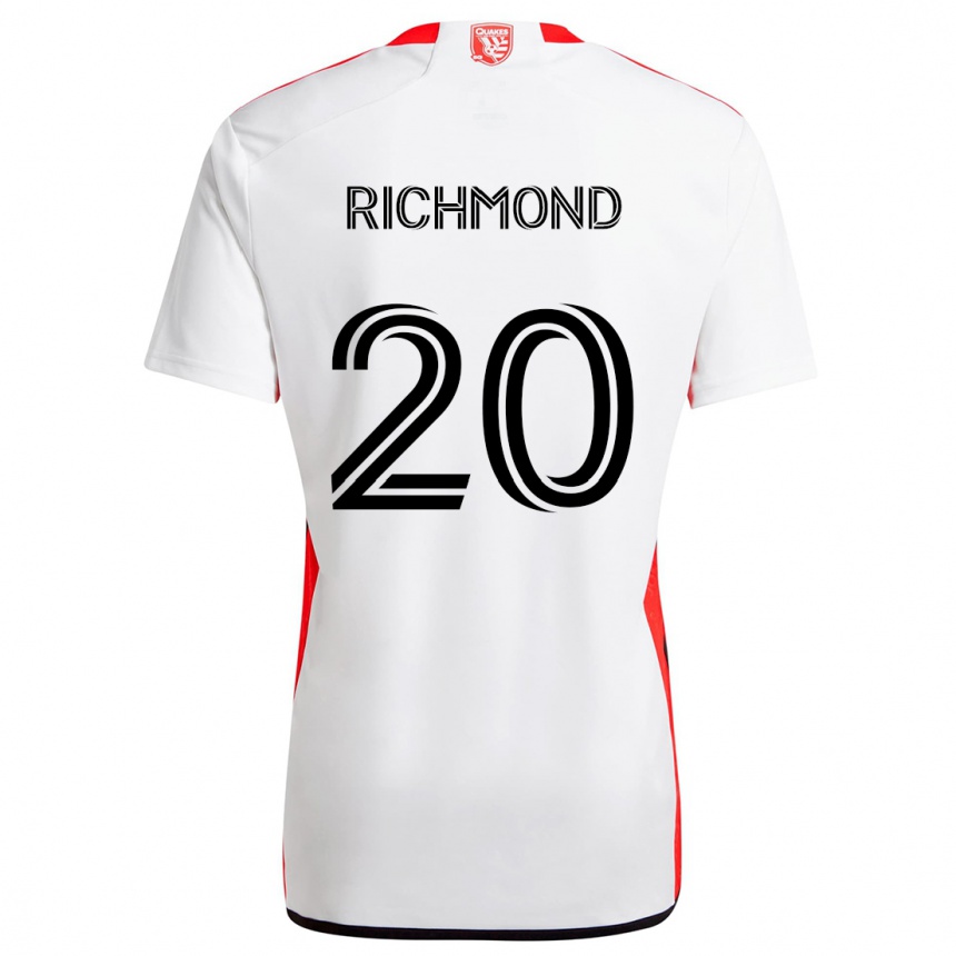 Kids Football Will Richmond #20 White Red Away Jersey 2024/25 T-Shirt Uk