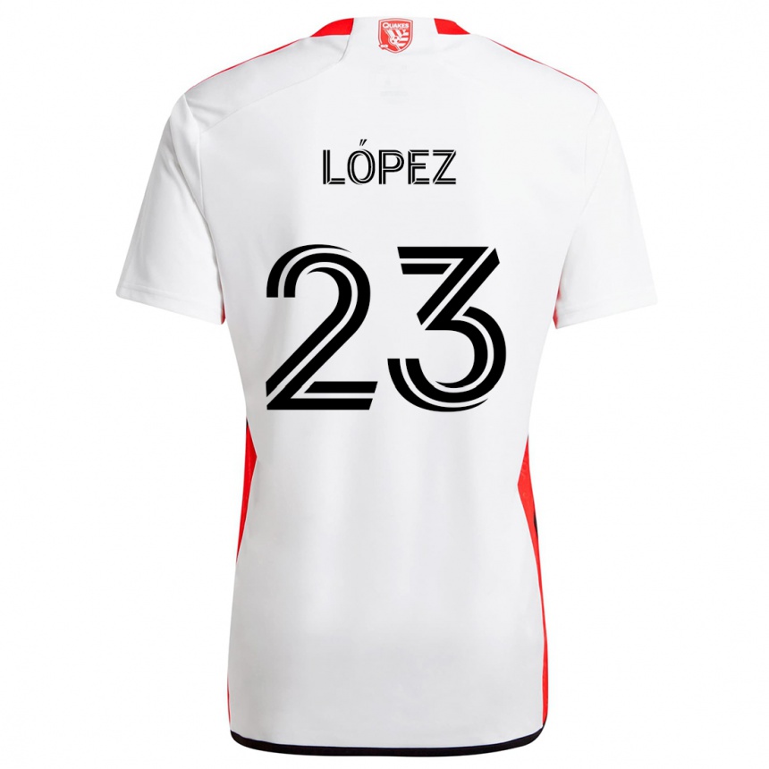 Kids Football Hernán López #23 White Red Away Jersey 2024/25 T-Shirt Uk